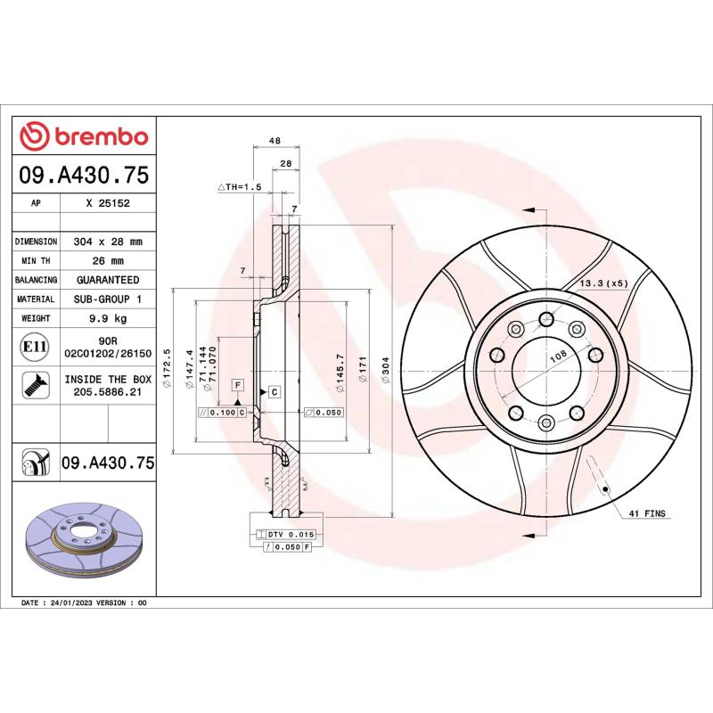 Jeu de 2 disques de frein avant BREMBO 09.A430.75 - Visuel 1