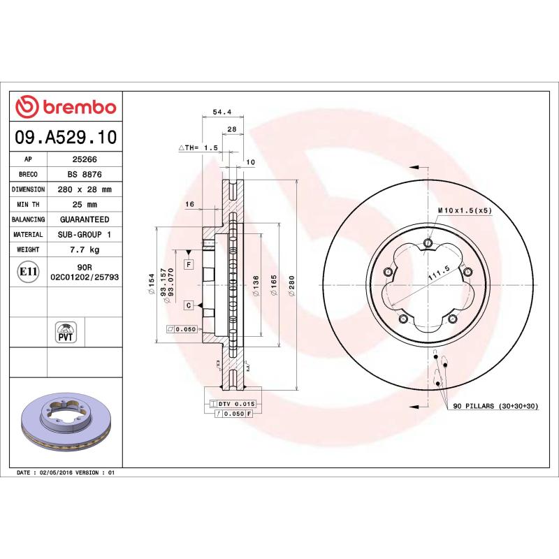 Jeu de 2 disques de frein avant BREMBO 09.A529.10 - Visuel 1