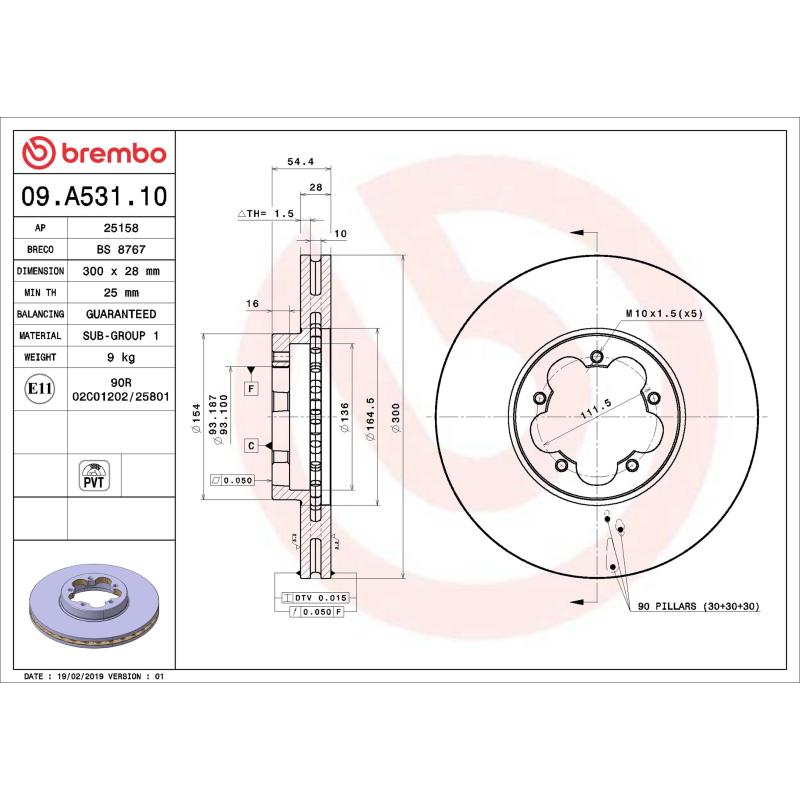 Jeu de 2 disques de frein avant BREMBO 09.A531.10 - Visuel 1