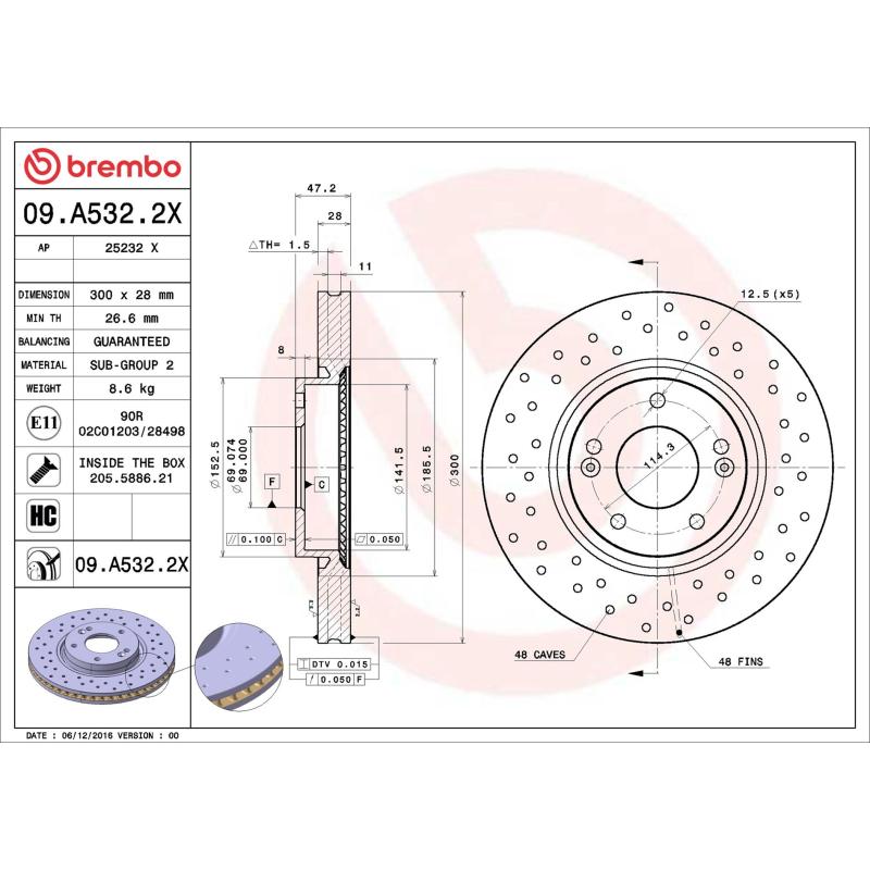 Jeu de 2 disques de frein avant BREMBO 09.A532.2X - Visuel 1
