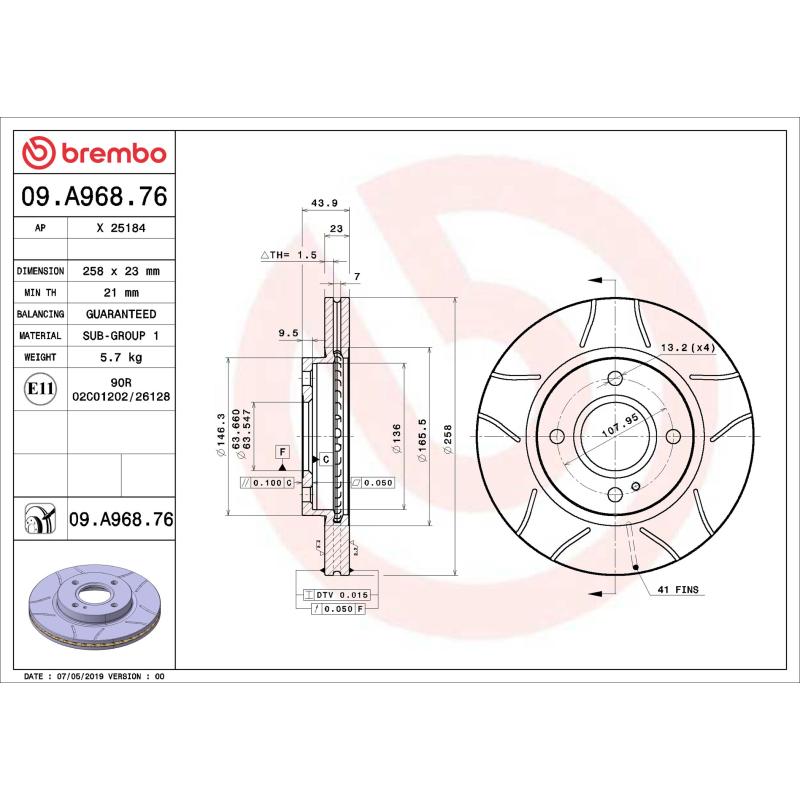 Jeu de 2 disques de frein avant BREMBO 09.A968.76 - Visuel 1