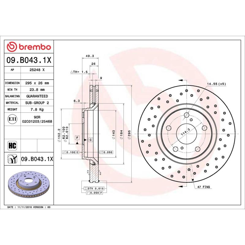 Jeu de 2 disques de frein avant BREMBO 09.B043.1X - Visuel 1