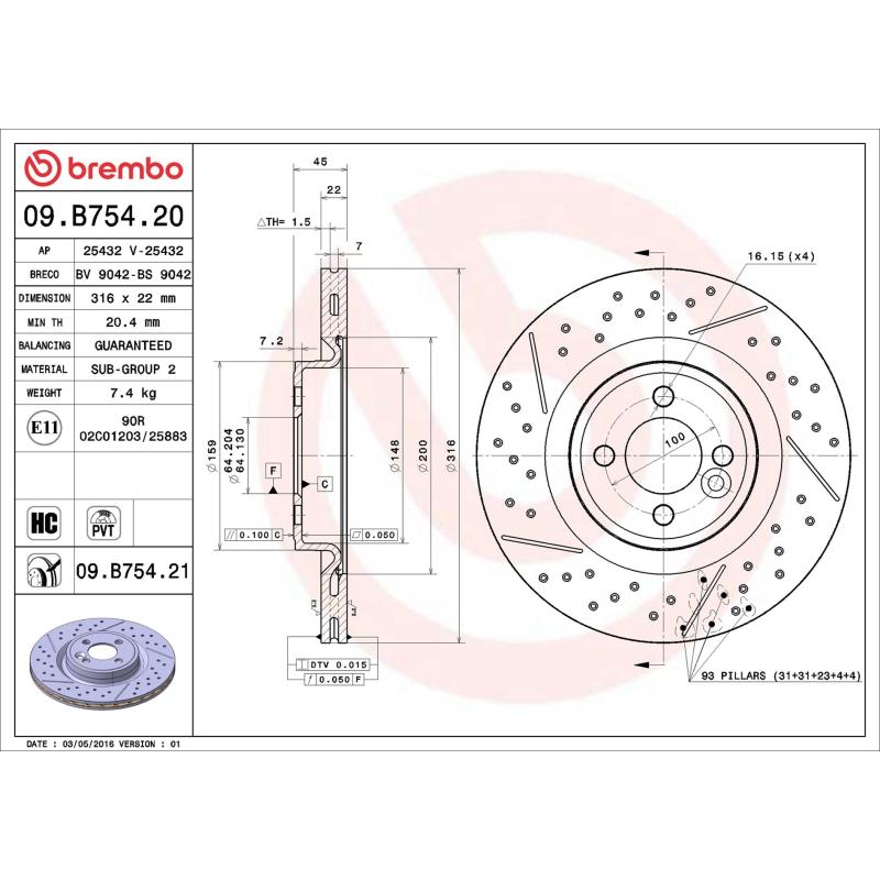 Jeu de 2 disques de frein avant BREMBO 09.B754.21 - Visuel 1