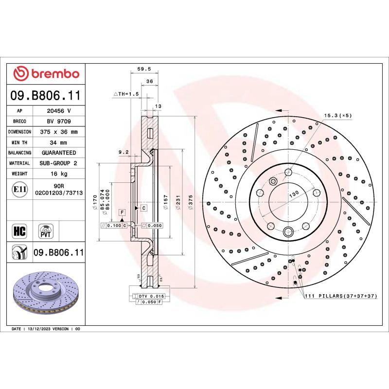 Jeu de 2 disques de frein avant BREMBO 09.B806.11 - Visuel 1