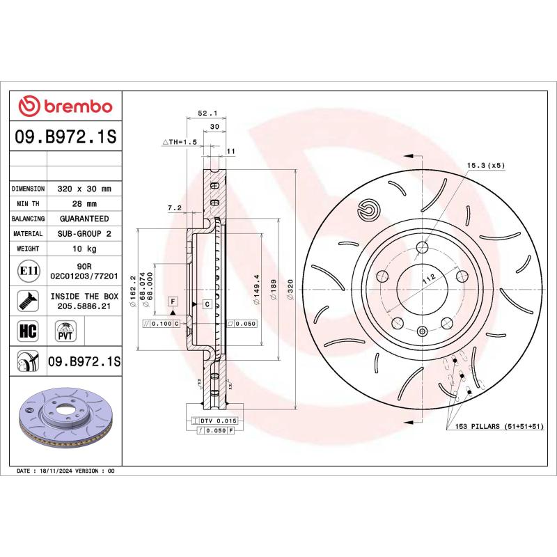 Jeu de 2 disques de frein avant BREMBO 09.B972.1S - Visuel 1