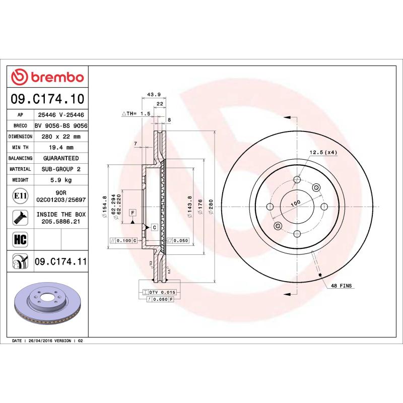Jeu de 2 disques de frein avant BREMBO 09.C174.11 - Visuel 1