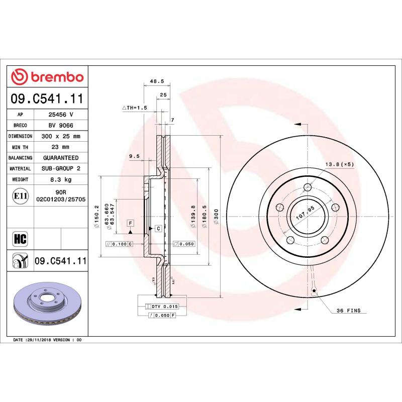 Jeu de 2 disques de frein avant BREMBO 09.C541.11 - Visuel 1
