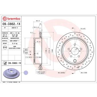 Jeu de 2 disques de frein arrière BREMBO 09.C662.1X