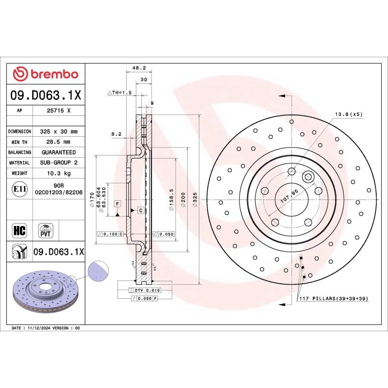 Jeu de 2 disques de frein avant BREMBO 09.D063.1X - Visuel 1