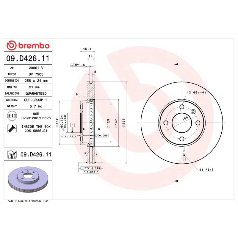 Jeu de 2 disques de frein avant BREMBO 09.D426.11 - Visuel 1