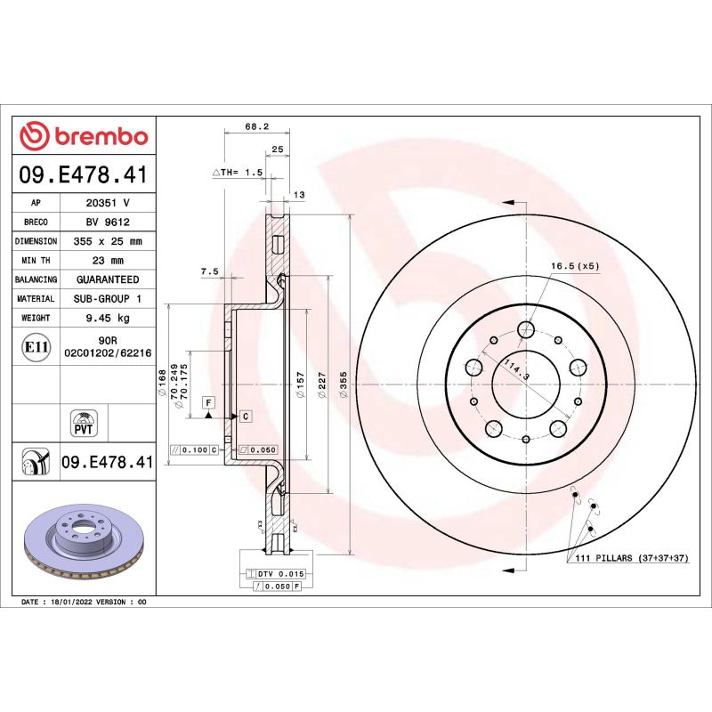 Jeu de 2 disques de frein avant BREMBO 09.E478.41 - Visuel 1