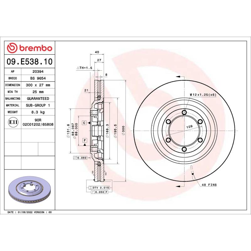Jeu de 2 disques de frein avant BREMBO 09.E538.10 - Visuel 1