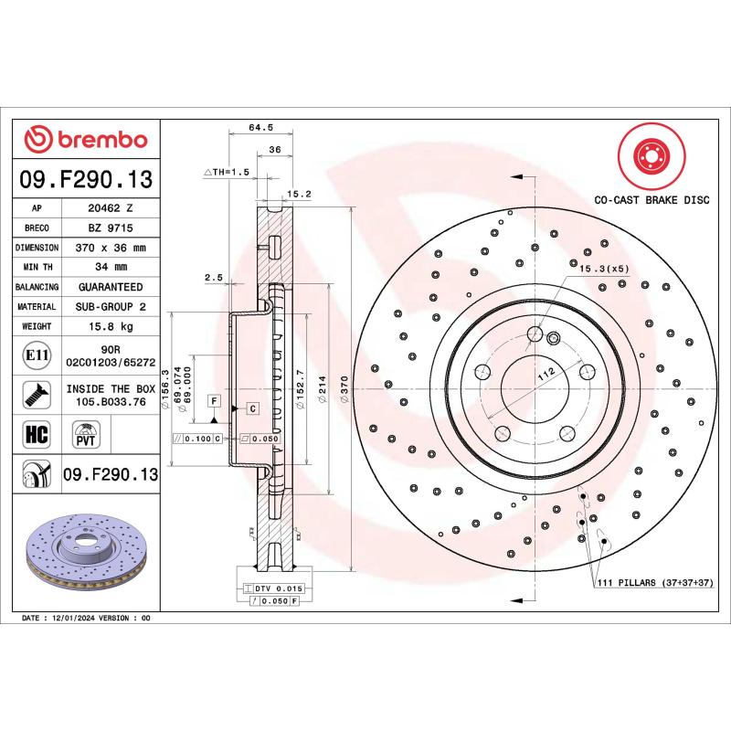 Jeu de 2 disques de frein avant BREMBO 09.F290.13 - Visuel 1