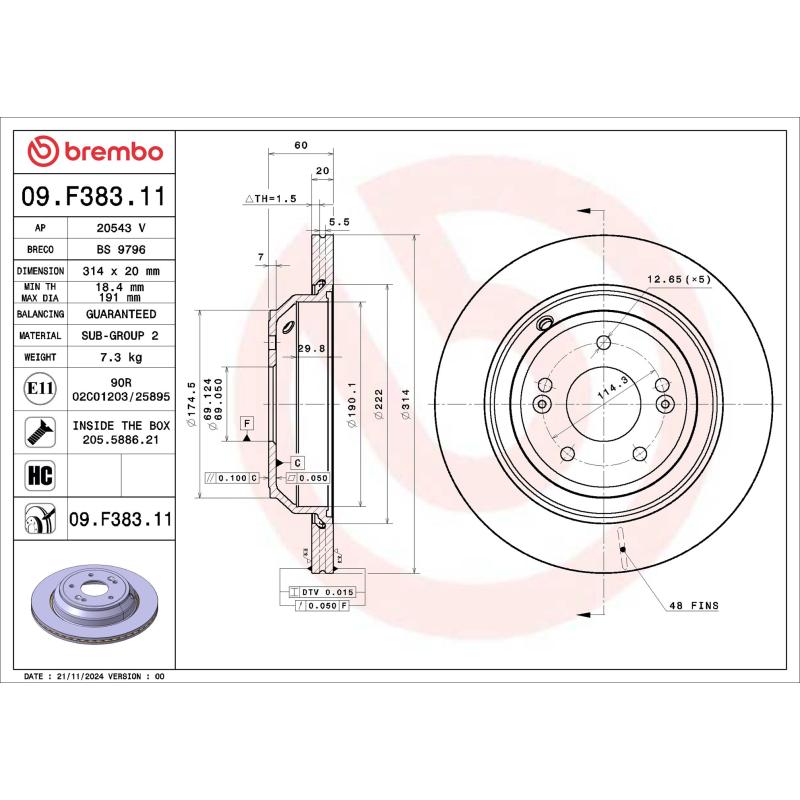 Jeu de 2 disques de frein avant BREMBO 09.F383.11 - Visuel 1