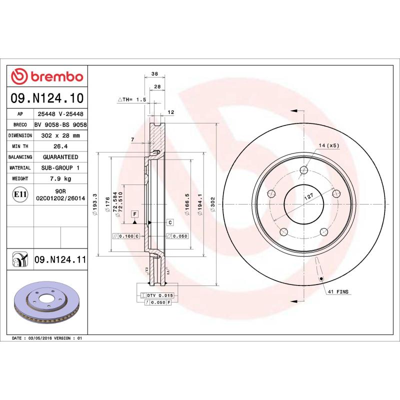 Jeu de 2 disques de frein avant BREMBO 09.N124.11 - Visuel 1