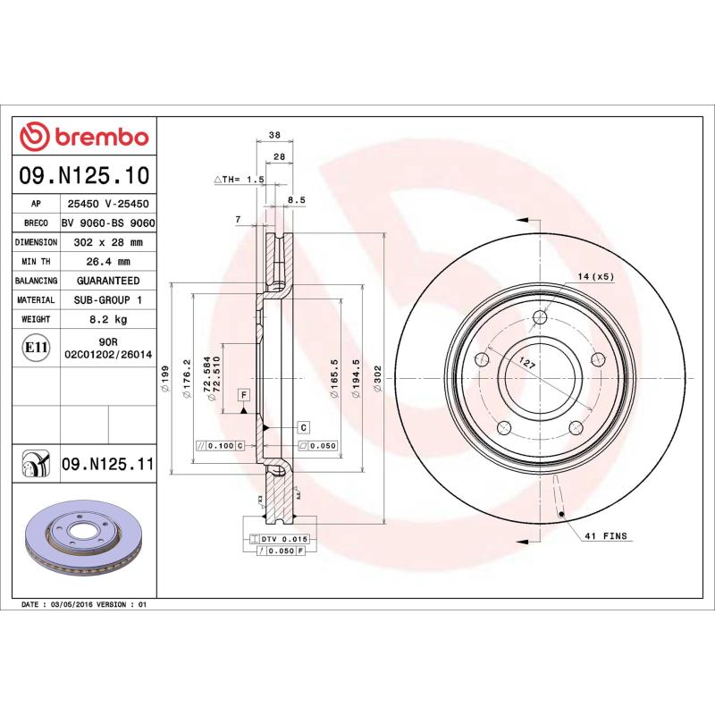 Jeu de 2 disques de frein avant BREMBO 09.N125.11 - Visuel 1