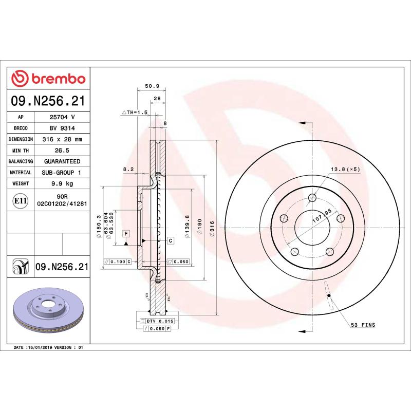 Jeu de 2 disques de frein avant BREMBO 09.N256.21 - Visuel 1