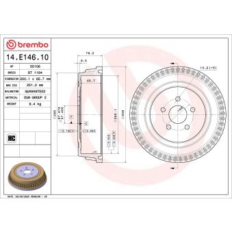 Tambour de frein BREMBO 14.E146.10