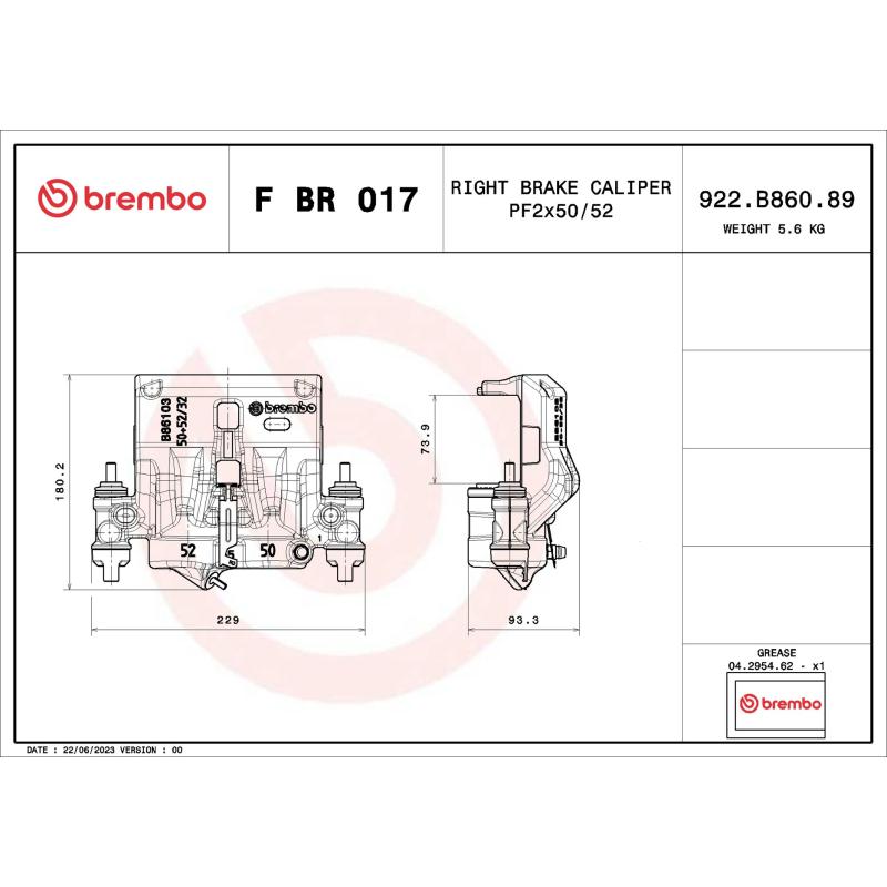 Étrier de frein BREMBO F BR 017 - Visuel 1