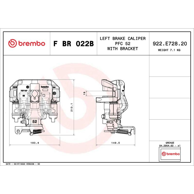 Étrier de frein BREMBO F BR 022B - Visuel 1