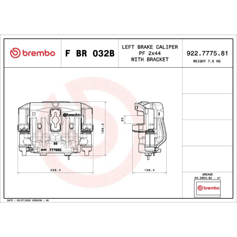 Étrier de frein BREMBO F BR 032B - Visuel 1