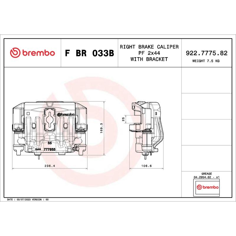 Étrier de frein BREMBO F BR 033B - Visuel 1