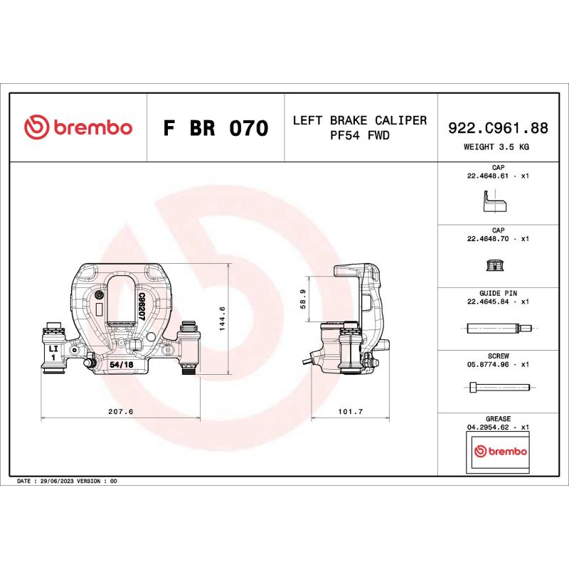 Étrier de frein BREMBO F BR 070 - Visuel 1