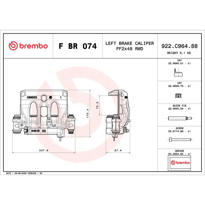 Étrier de frein BREMBO F BR 074 - Visuel 1