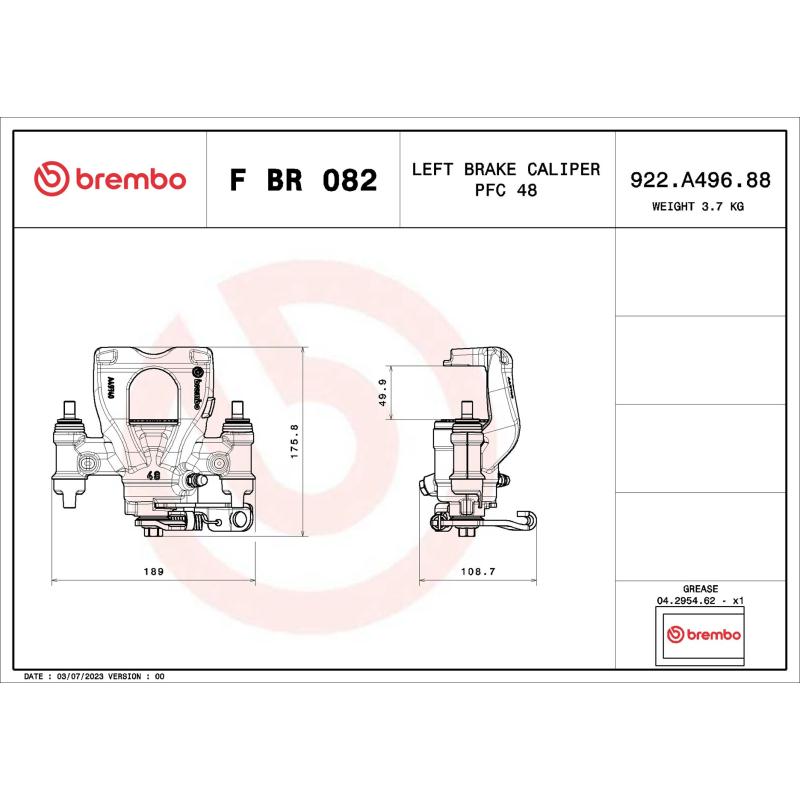 Étrier de frein BREMBO F BR 082 - Visuel 1