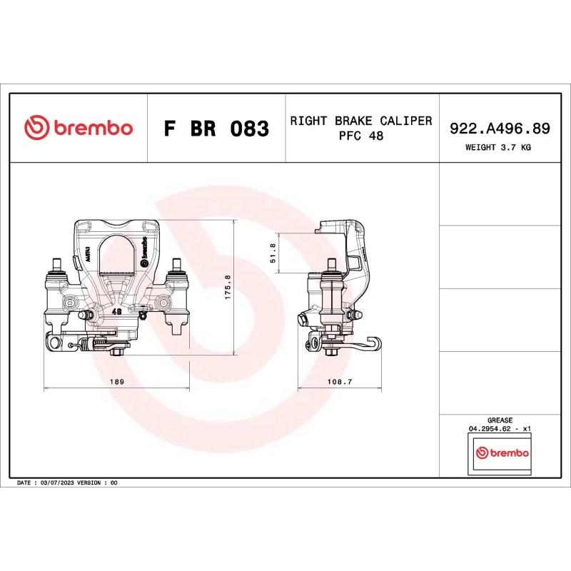 Étrier de frein BREMBO F BR 083 - Visuel 1