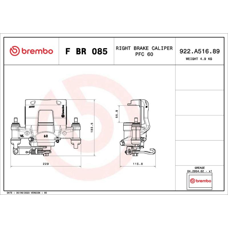Étrier de frein BREMBO F BR 085 - Visuel 1