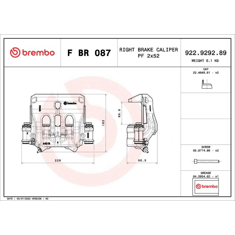 Étrier de frein BREMBO F BR 087 - Visuel 1