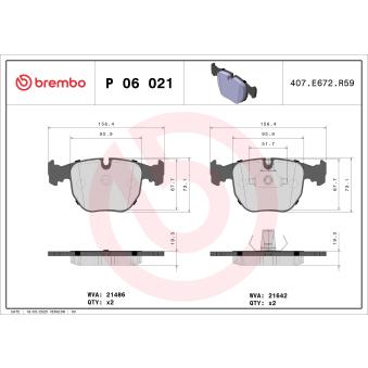 Jeu de 4 plaquettes de frein avant BREMBO [P 06 021]