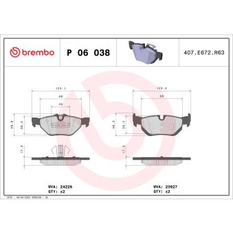 Jeu de 4 plaquettes de frein arrière BREMBO [P 06 038]