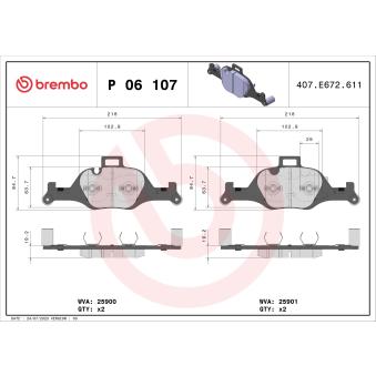 Jeu de 4 plaquettes de frein avant BREMBO OEM 34116875396