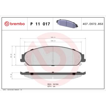 Jeu de 4 plaquettes de frein avant BREMBO [P 11 017]