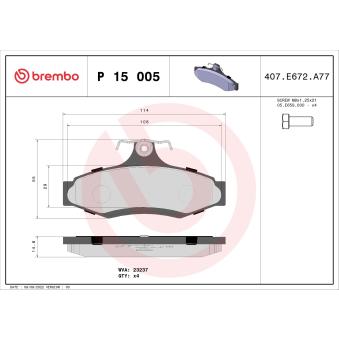 Jeu de 4 plaquettes de frein arrière BREMBO OEM S4521001
