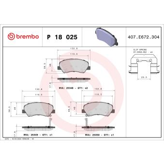 Jeu de 4 plaquettes de frein avant BREMBO OEM 1360212006K