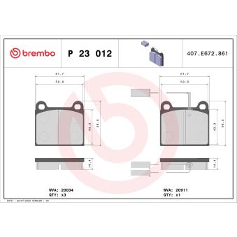 Jeu de 4 plaquettes de frein avant BREMBO P 23 012