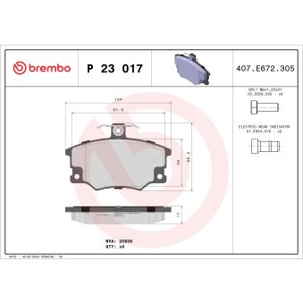 Jeu de 4 plaquettes de frein avant BREMBO OEM 6077760