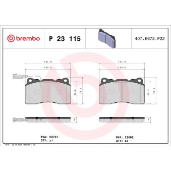Jeu de 4 plaquettes de frein avant BREMBO [P 23 115]