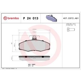 Jeu de 4 plaquettes de frein avant BREMBO OEM 115430281