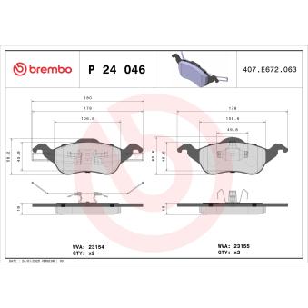 Jeu de 4 plaquettes de frein avant BREMBO [P 24 046]
