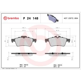 Jeu de 4 plaquettes de frein arrière BREMBO OEM 31341331 Jeu de 4 plaquettes de frein arrière BREMBO OEM 31341331