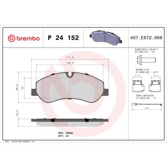 Jeu de 4 plaquettes de frein avant BREMBO [P 24 152]