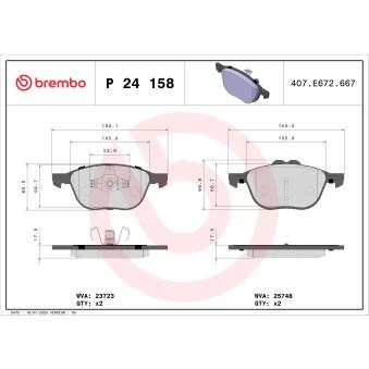 Jeu de 4 plaquettes de frein avant BREMBO OEM MEMV6J2K021A1A Jeu de 4 plaquettes de frein avant BREMBO OEM MEMV6J2K021A1A
