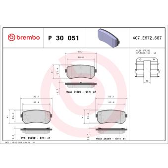 Jeu de 4 plaquettes de frein arrière BREMBO OEM 583022YA70