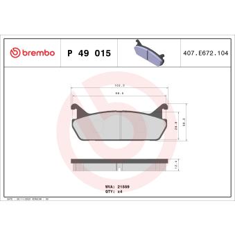 Jeu de 4 plaquettes de frein arrière BREMBO OEM 5580062G10