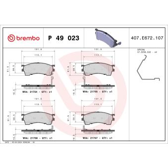 Jeu de 4 plaquettes de frein avant BREMBO OEM GAYA3323Z