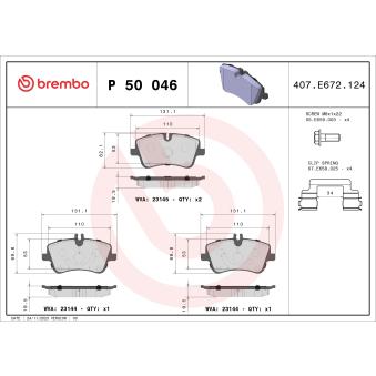 Jeu de 4 plaquettes de frein avant BREMBO [P 50 046]